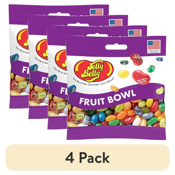 (4 pack) Jelly Belly Fruit Bowl Jelly Beans - 3.5 oz Grab & Go® Bag - True-to-life Fruit-flavored Candy