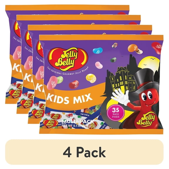 (4 pack) Jelly Belly Halloween 8.1 oz Fun Pack - 35-Count Pack of .35 oz Bags
