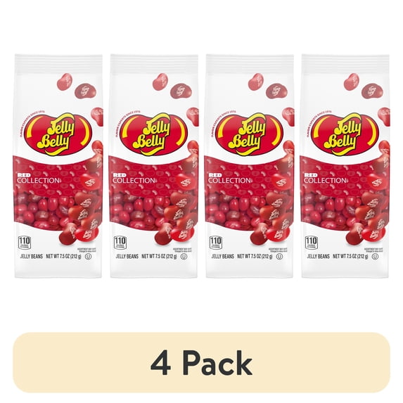(4 pack) Jelly Belly Red Color Collection Assorted Jelly Beans – 7.5 oz Bag - Genuine, Official, Straight from the Source - Graduation Candy Colors
