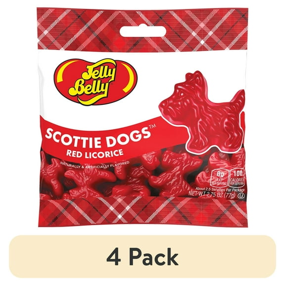 (4 pack) Jelly Belly Red Licorice Scottie Dogs - 2.75-oz. Bag