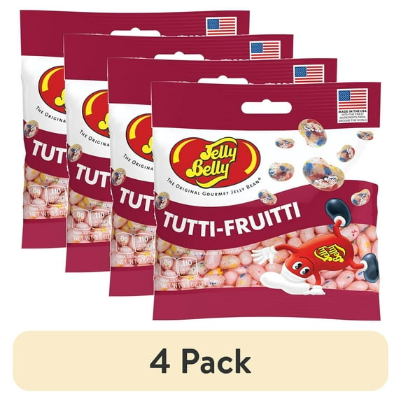 (4 pack) Jelly Belly Tutti-Fruitti Jelly Beans - 3.5 oz Grab & Go® Bag - True-to-life Tutti-Fruitti-flavored Candy