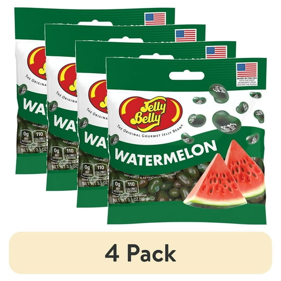 (4 pack) Jelly Belly Watermelon Jelly Beans - 3.5 oz Grab & Go® Bags - True-to-life Watermelon-flavored Candy
