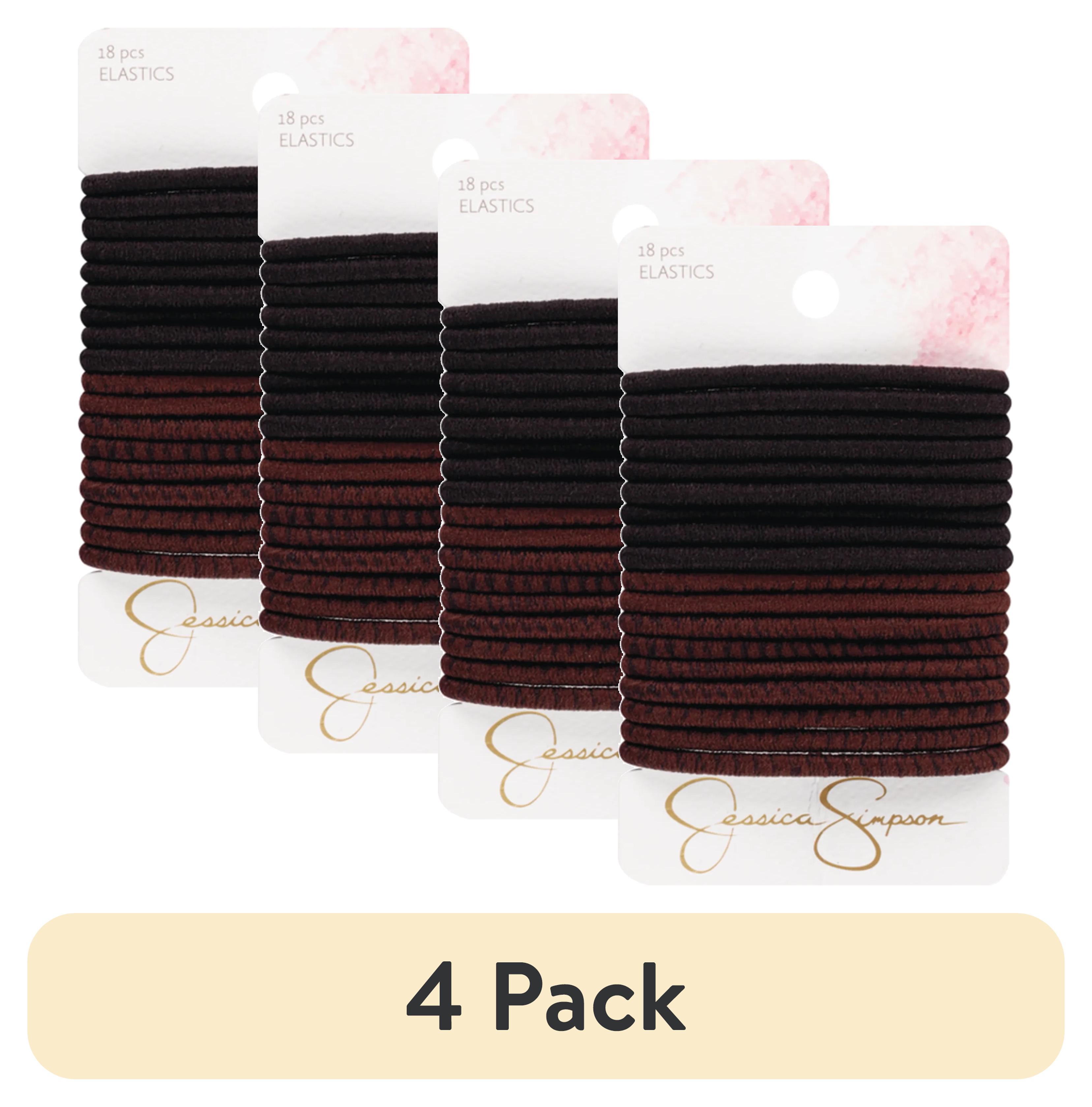 (4 pack) Jessica Simpson No Damage Hair Elastic Ties, Black-Brown, 18-Pieces