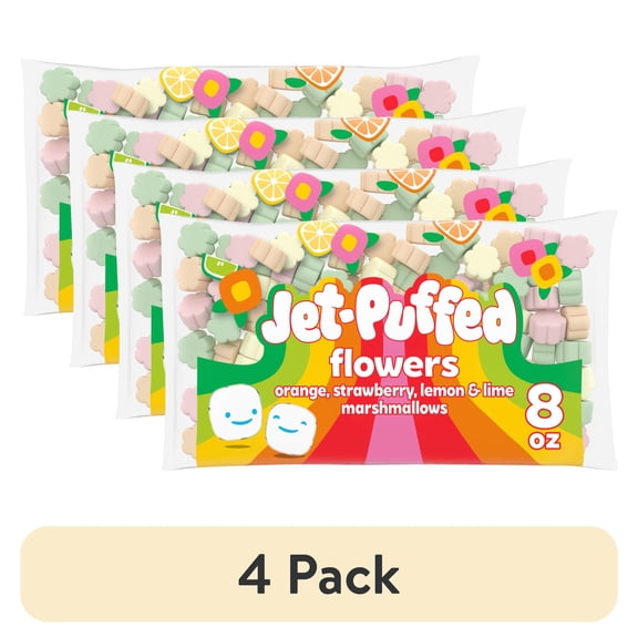 (4 pack) Jet-Puffed Flowers Marshmallows, 8 oz Bag
