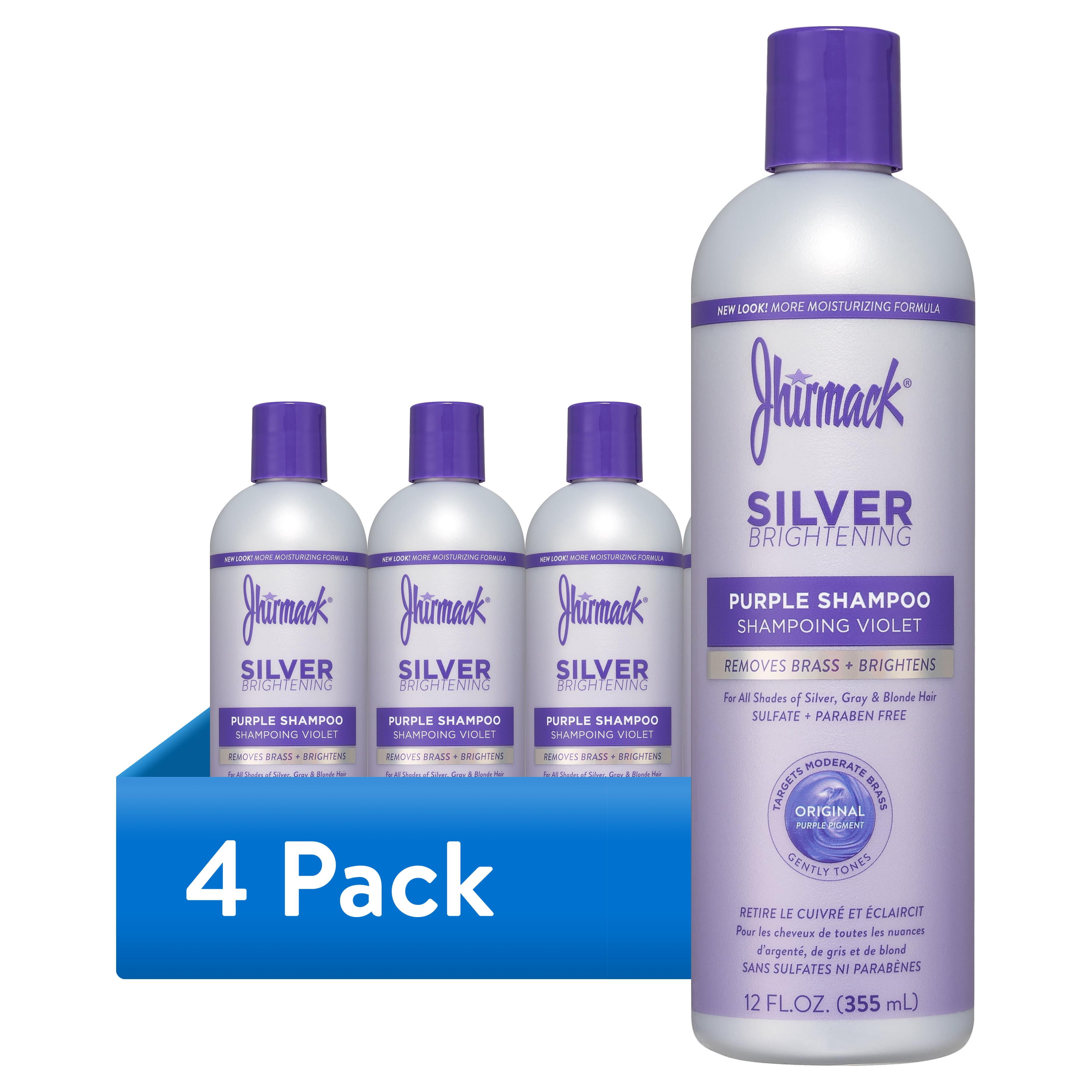 (4 pack) Jhirmack Silver Brightening Purple Toning Shampoo for All Shades of Silver and Gray Hair, 12 fl oz