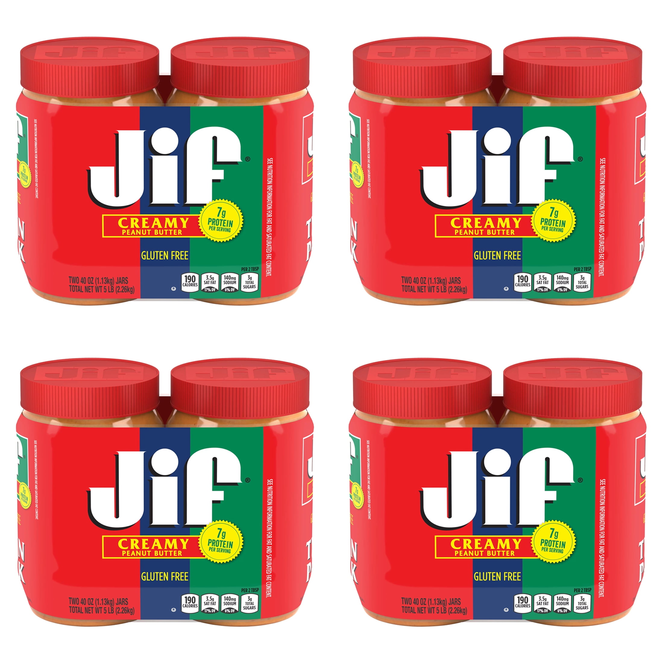 (4 pack) Jif Creamy Peanut Butter, 40 oz Jars (2 Pack)