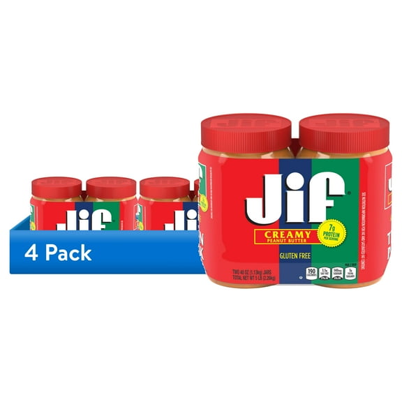 (4 pack) Jif Creamy Peanut Butter, 40 oz Jars (2 Pack)