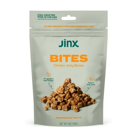 (4 pack) Jinx All Natural Slow-Smoked Chicken Flavor Jerky Bites for Dogs, 5 oz Bag