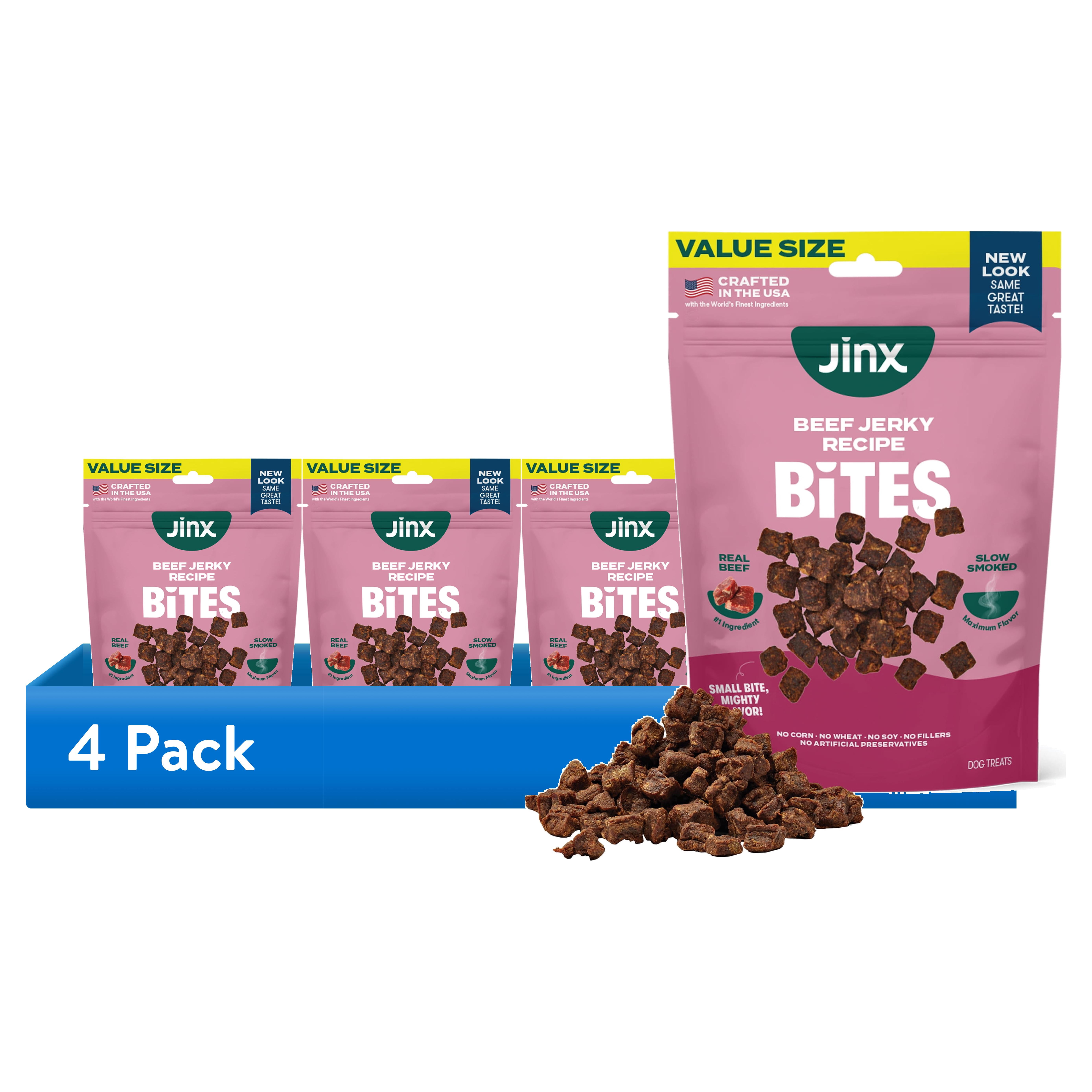 (4 pack) Jinx Beef Bites, Natural Soft Jerky Dog Treats, 15 oz Bag
