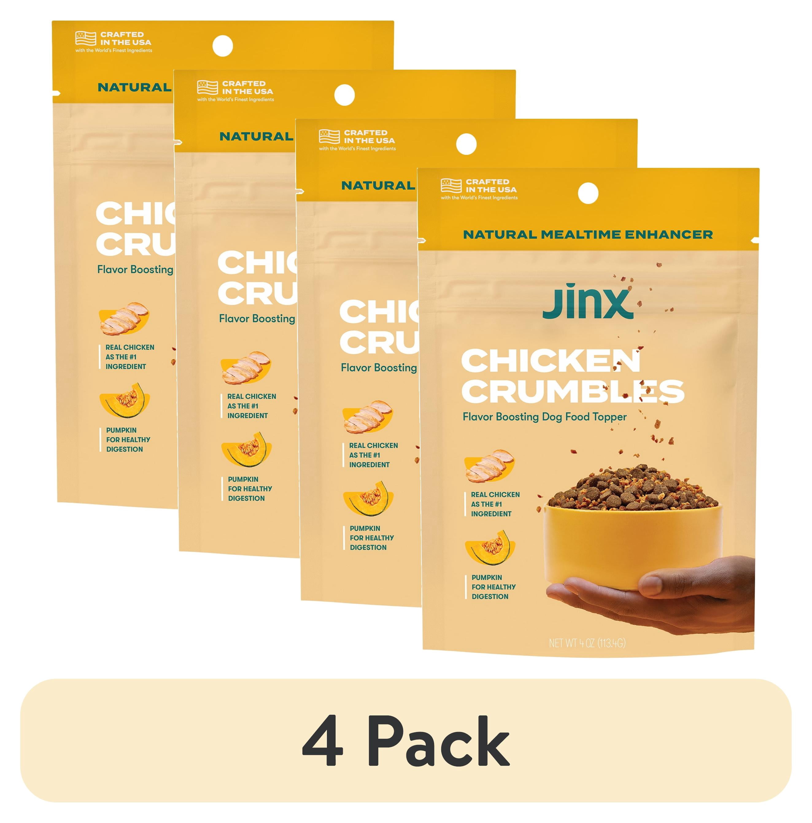 (4 pack) Jinx Crumbles Chicken Recipe Flavor-Boosting Natural Dog Food Topper, 4 oz Bag