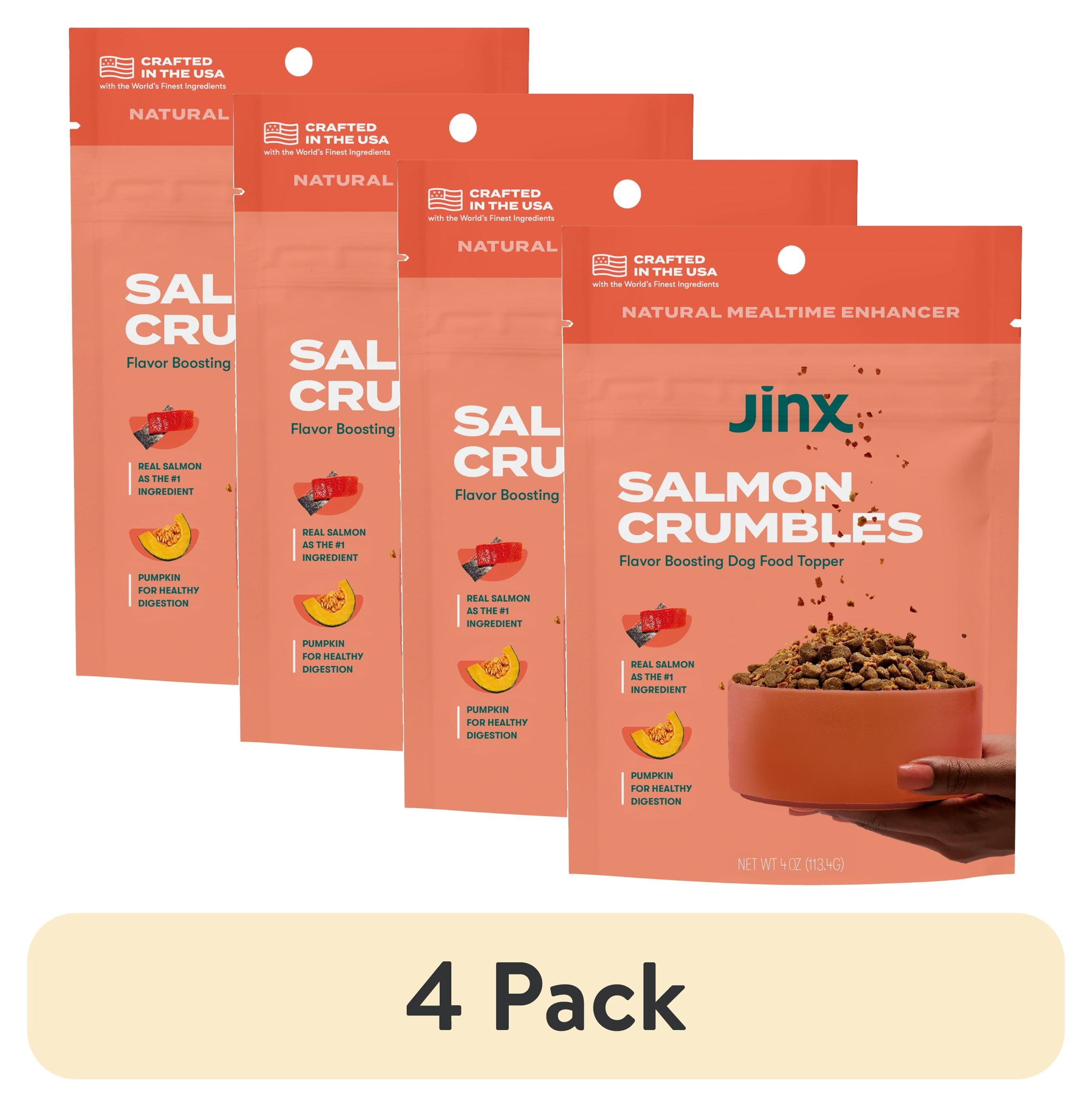 (4 pack) Jinx Crumbles Salmon Recipe Flavor-Boosting Natural Dog Food Topper, 4 oz Bag
