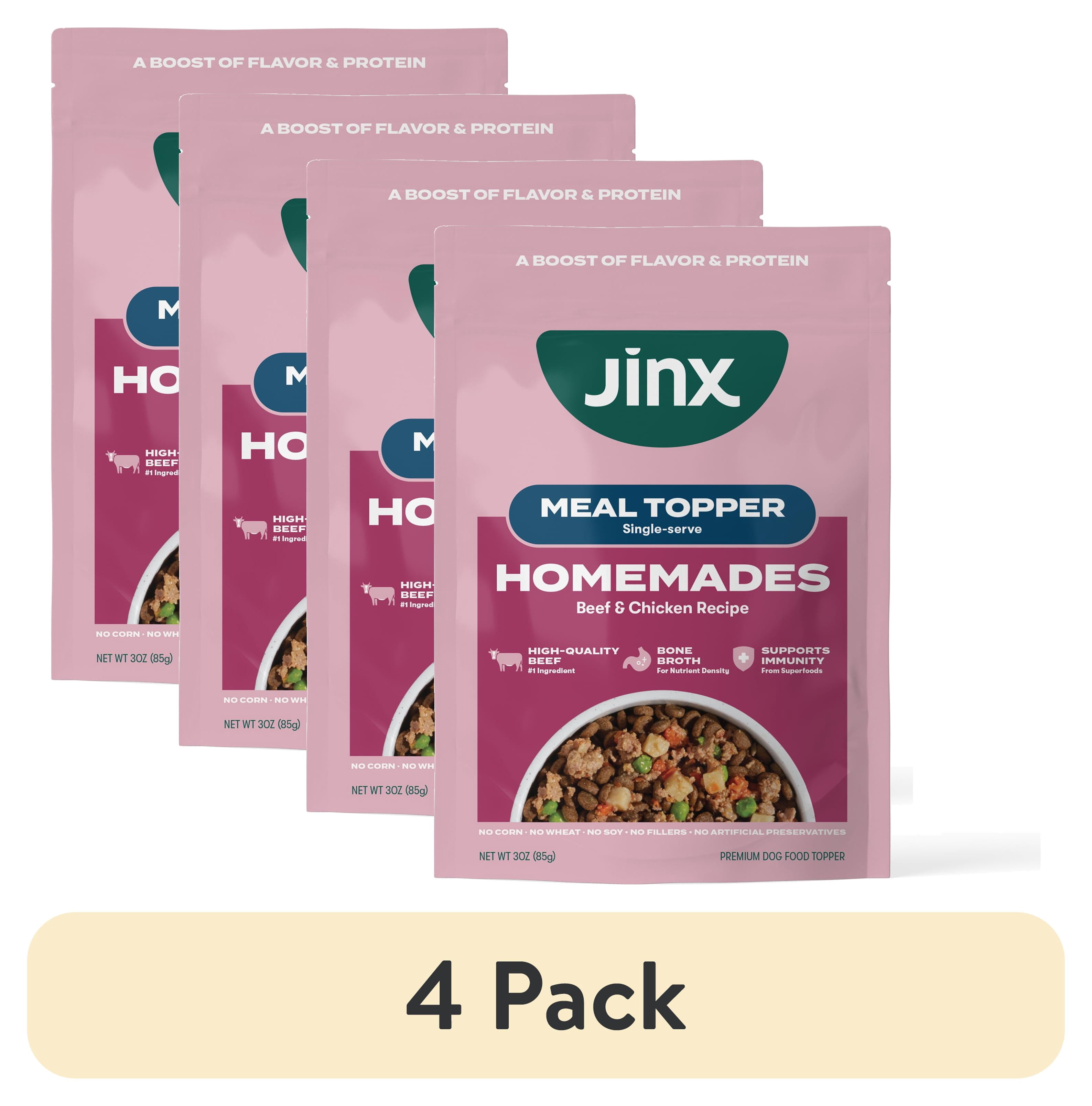 (4 pack) Jinx Homemades Chicken & Beef Topper,3oz.Pouch