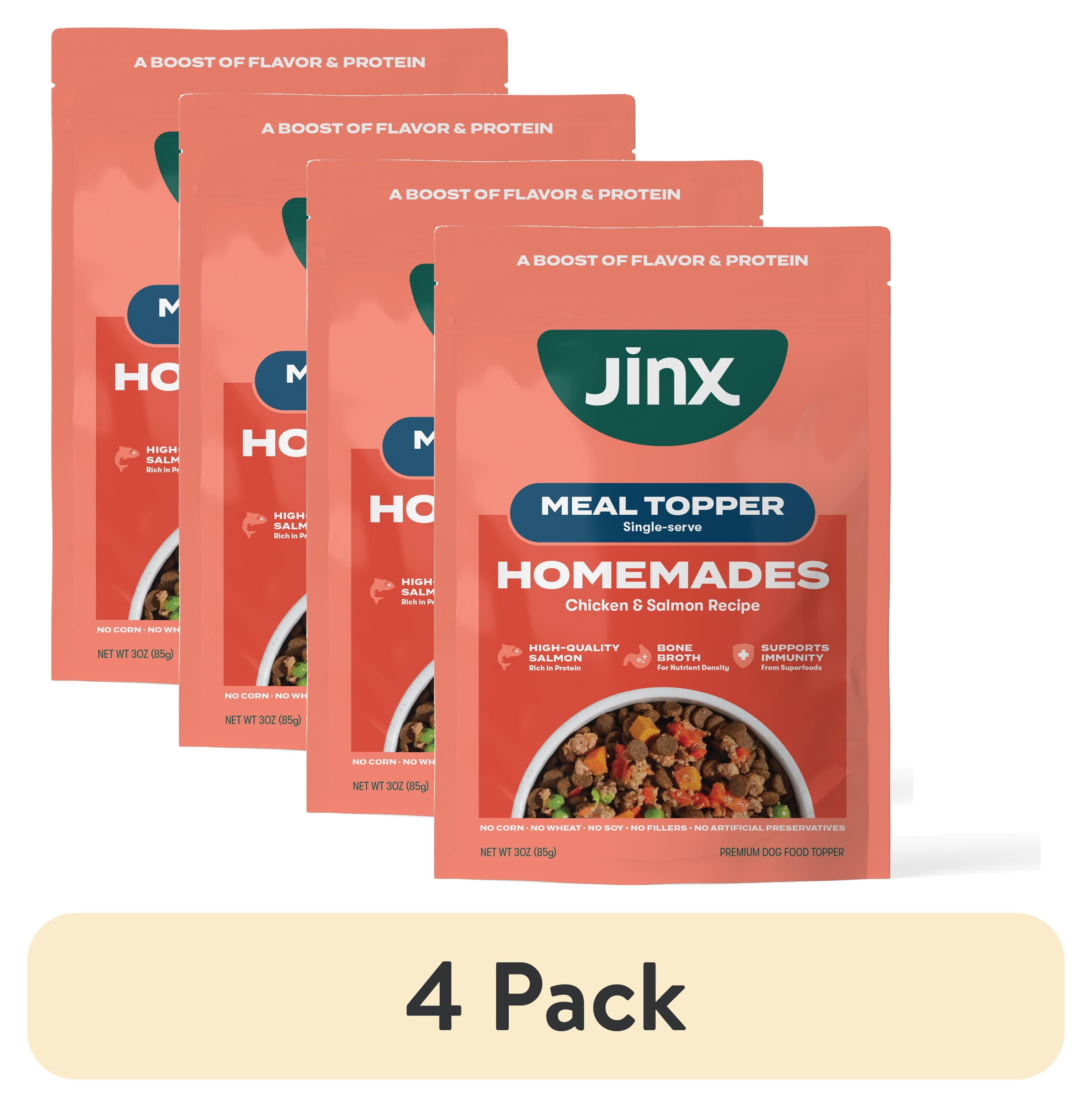 (4 pack) Jinx Homemades Chicken & Salmon Topper,3oz.Pouch