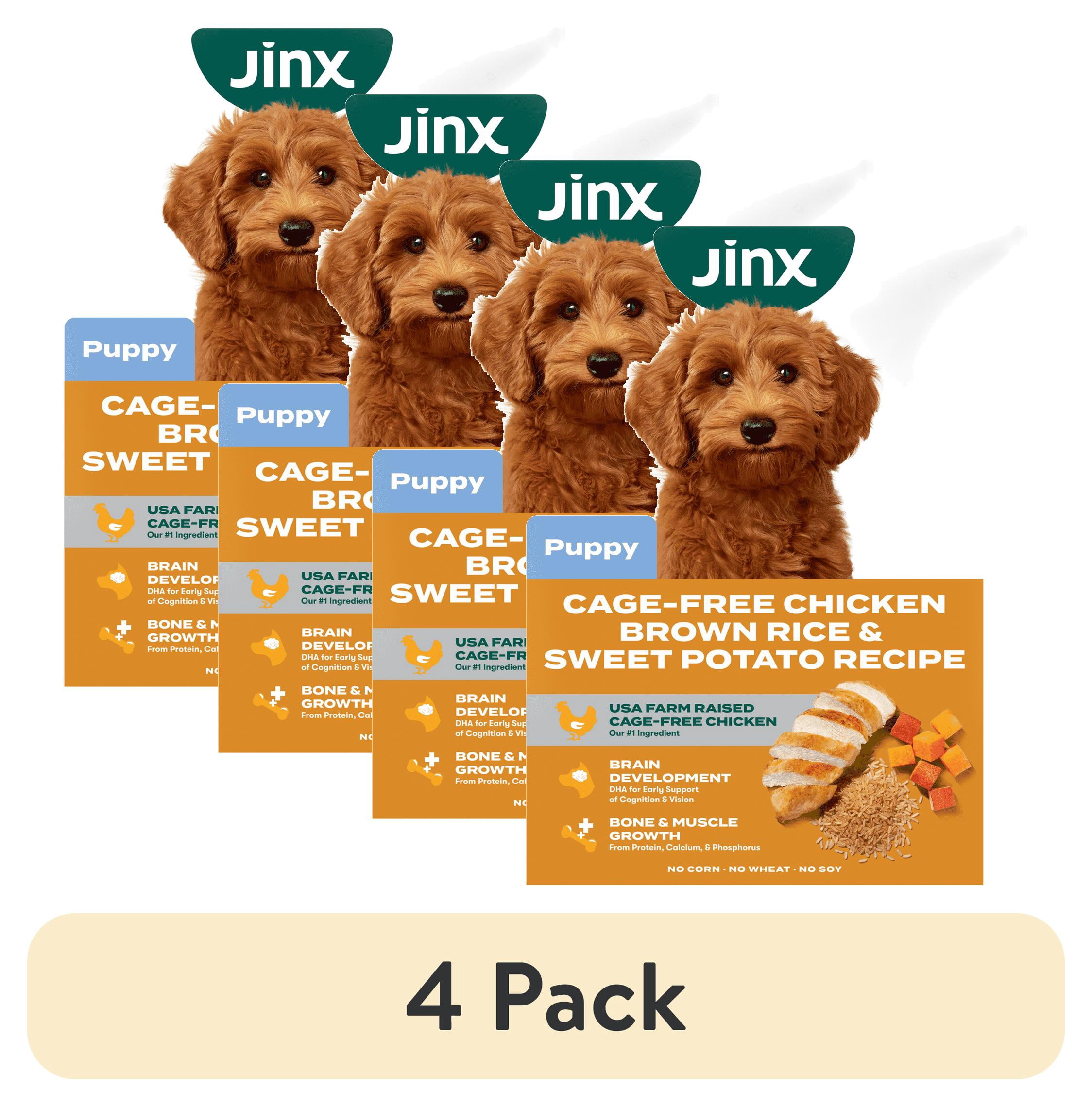 (4 pack) Jinx Puppy Cage-Free Chicken, Brown Rice, & Sweet Potato Dry Dog Food, 4 lb Bag