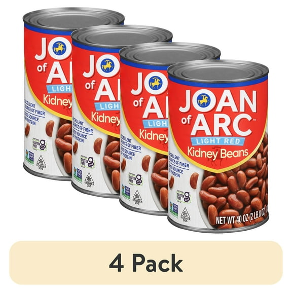 (4 pack) Joan of Arc Light Red Kidney Beans, Gluten-Free, 40 oz Can