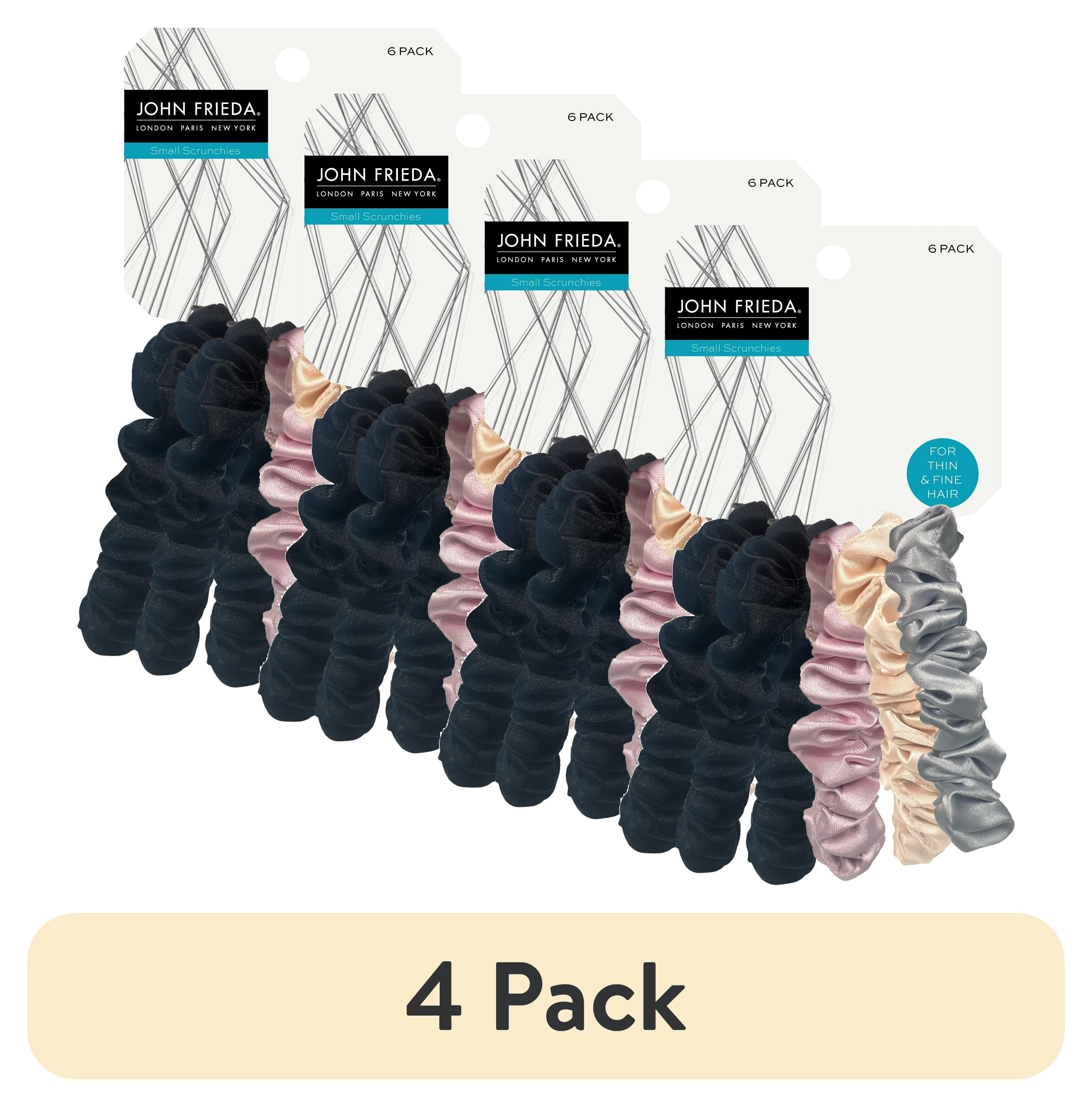 (4 pack) John Frieda Skinny Satin Scrunchies 6-Pack Neutral Colors Hair Ties