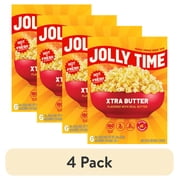 (4 pack) Jolly Time Xtra Butter Microwave Popcorn 3 oz, 6 Ct. Made with Real Butter Gluten-free.