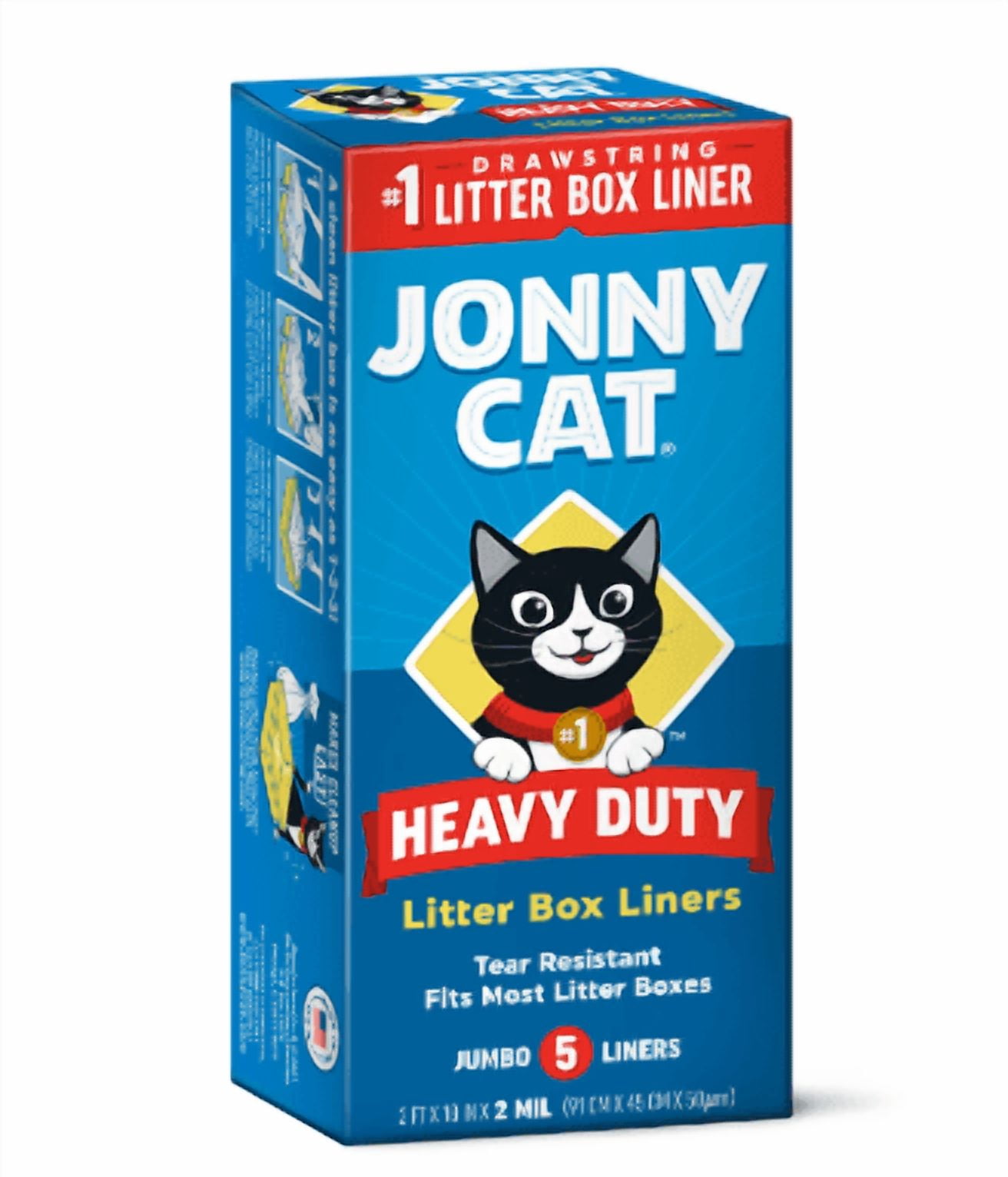 (4 pack) Jonny Cat Heavy Duty Jumbo w/Drawstring Litter Box Liners, 5 ct