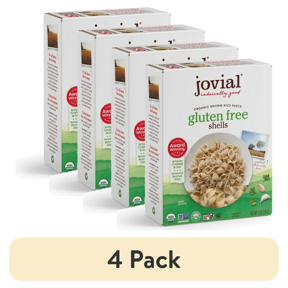 (4 pack) Jovial 100% Organic Gluten-Free Brown Rice Shells Pasta, 12 oz
