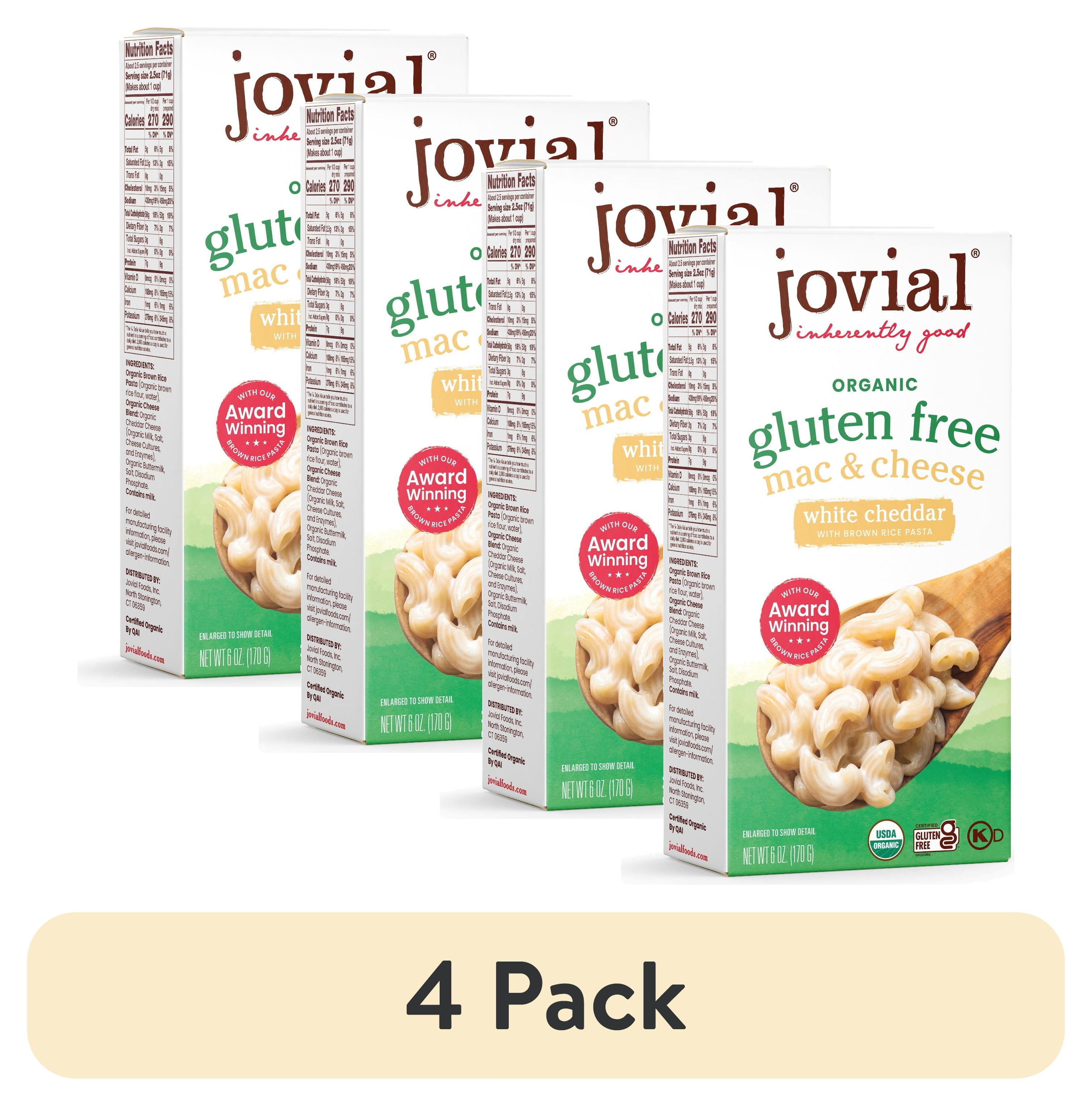 (4 pack) Jovial 100% Organic Gluten Free White Cheddar Box Mac & Cheese, Packaged Meal, 6 oz