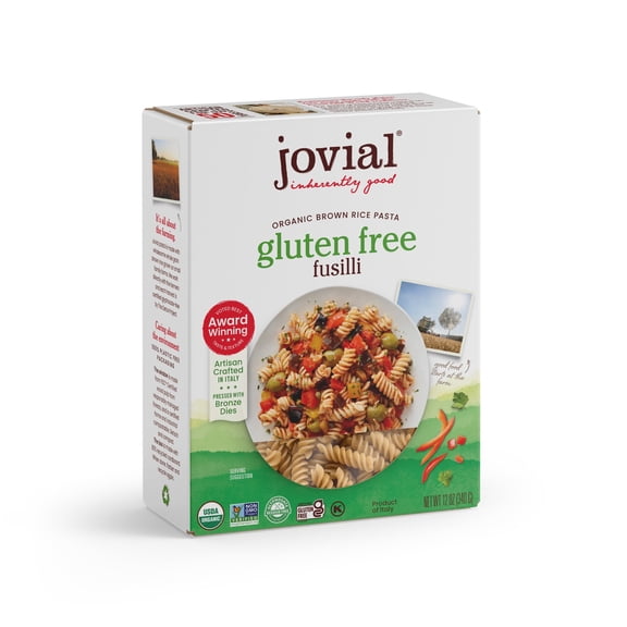 (4 pack) Jovial 100% Organic Gluten-Free Brown Rice Fusilli Pasta, 12oz