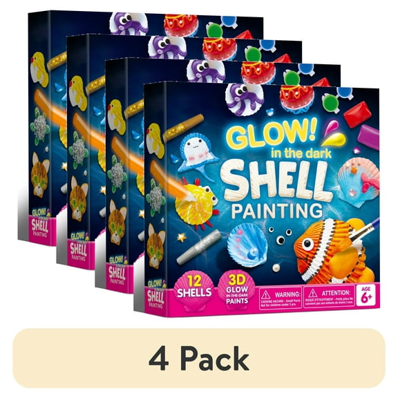(4 pack) Joyfy 12pcs Sea Shell Painting Kit for Kids, Glow in the Dark Painting Set for Toddler Activities ,Christmas Birthday Gift for Boy Girl Ages 6 Up