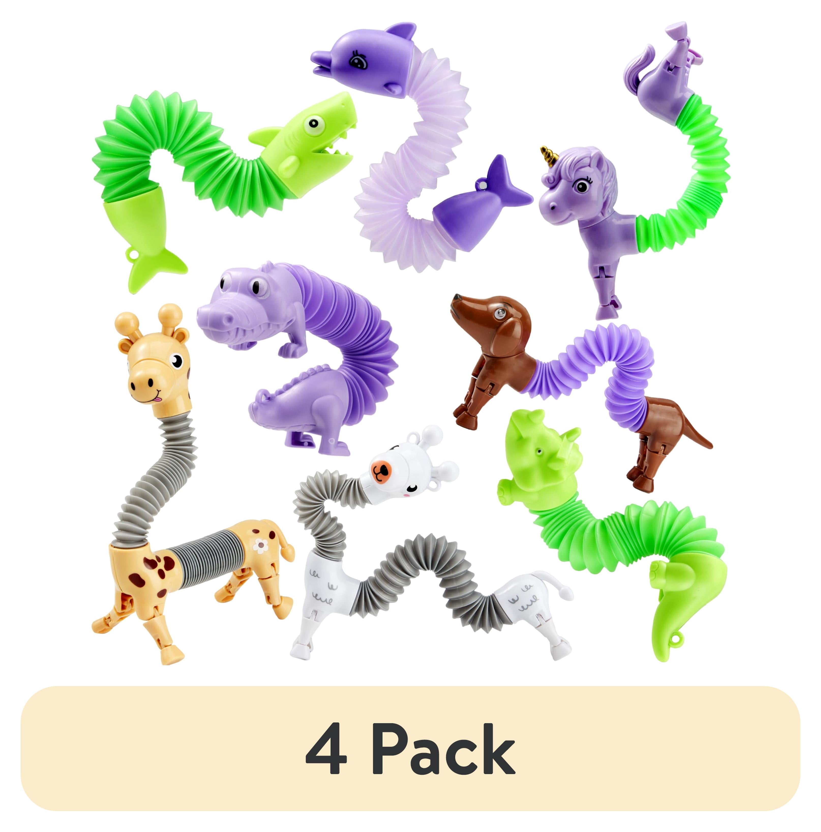 (4 pack) Joyfy Animal Pop Tubes Fidget Toys, 8 Pack Sensory Toys for Toddlers 2-3 Party Favors for Kids 4-8 8-12 Birthday Gifts Party, Classroom, School Reward,Goodie Bags Stuffers for Kids, Random Color