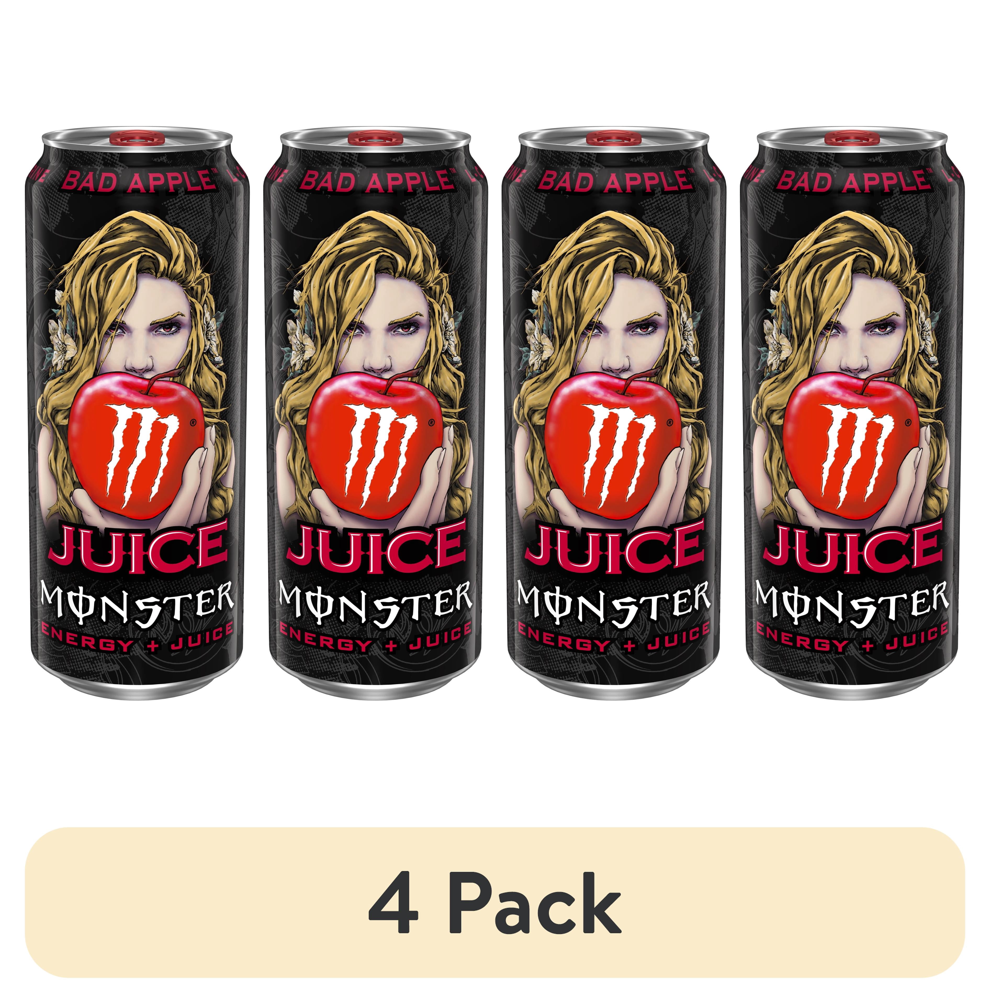 4 pack) Juice Monster Bad Apple Energy Drink 16oz Can - Walmart.com
