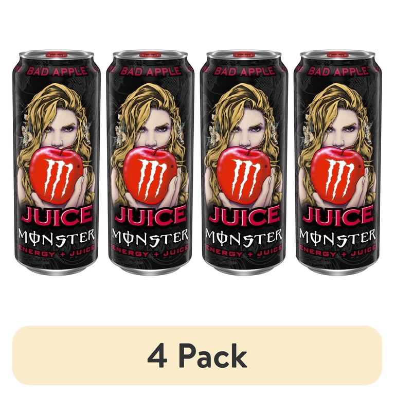 4 pack) Juice Monster Bad Apple Energy Drink 16oz Can - Walmart.com