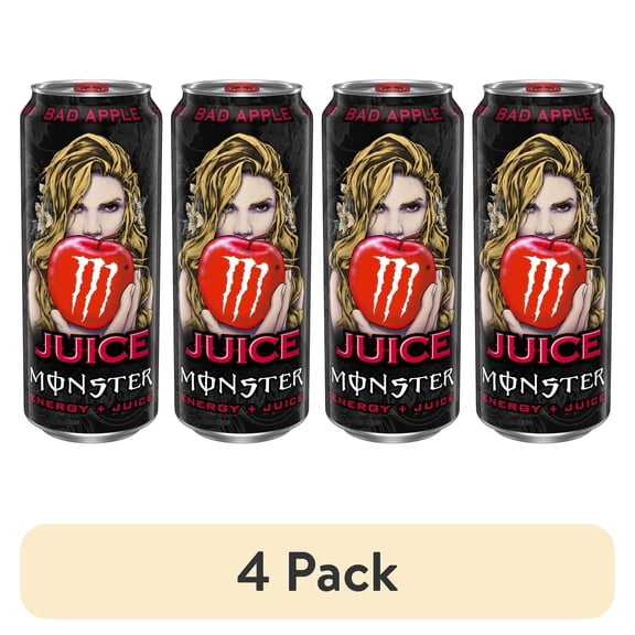 (4 pack) Juice Monster Bad Apple Energy Drink 16oz Can