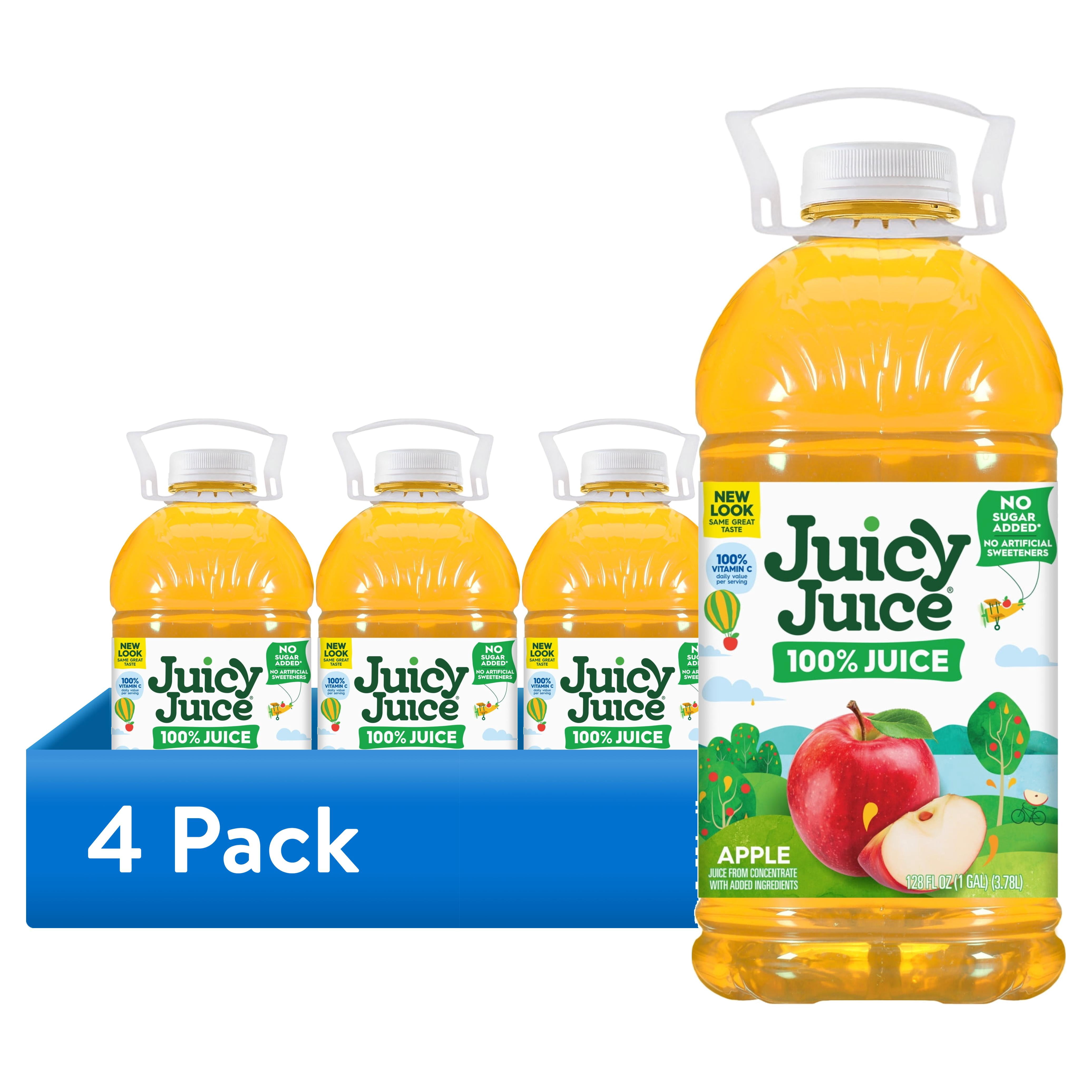 (4 pack) Juicy Juice 100% Juice, Apple, 128 fl oz Bottle