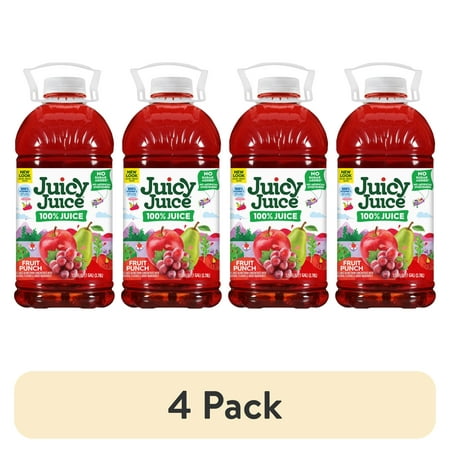 (4 pack) Juicy Juice 100% Juice, Fruit Punch, 128 fl oz Bottle