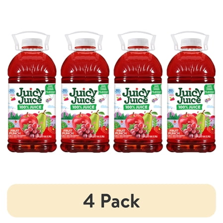 (4 pack) Juicy Juice 100% Juice, Fruit Punch, 128 fl oz Bottle