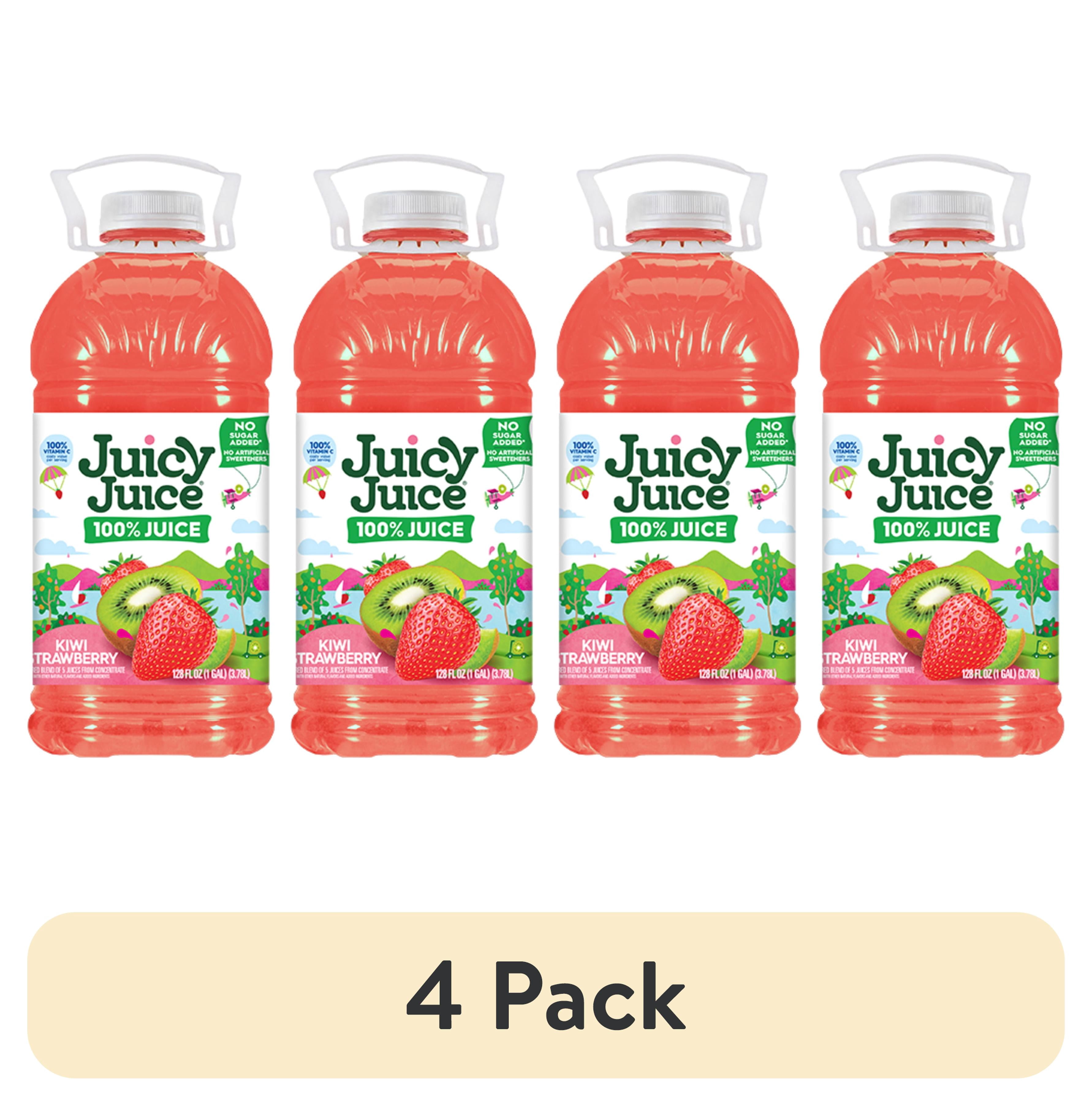 (4 pack) Juicy Juice 100% Juice, Kiwi Strawberry, 128 fl oz Bottle