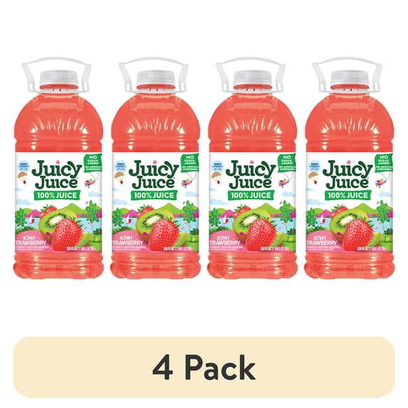 (4 pack) Juicy Juice 100% Juice, Kiwi Strawberry, 128 fl oz Bottle