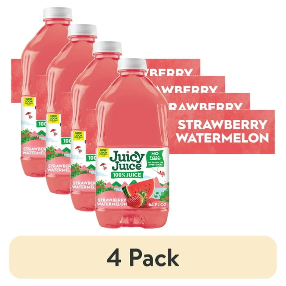 (4 pack) Juicy Juice 100% Juice, Strawberry Watermelon, 64 fl oz Bottle