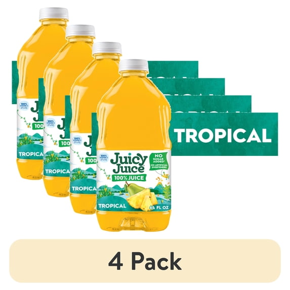 (4 pack) Juicy Juice 100% Juice, Tropical, 64 fl oz Bottle