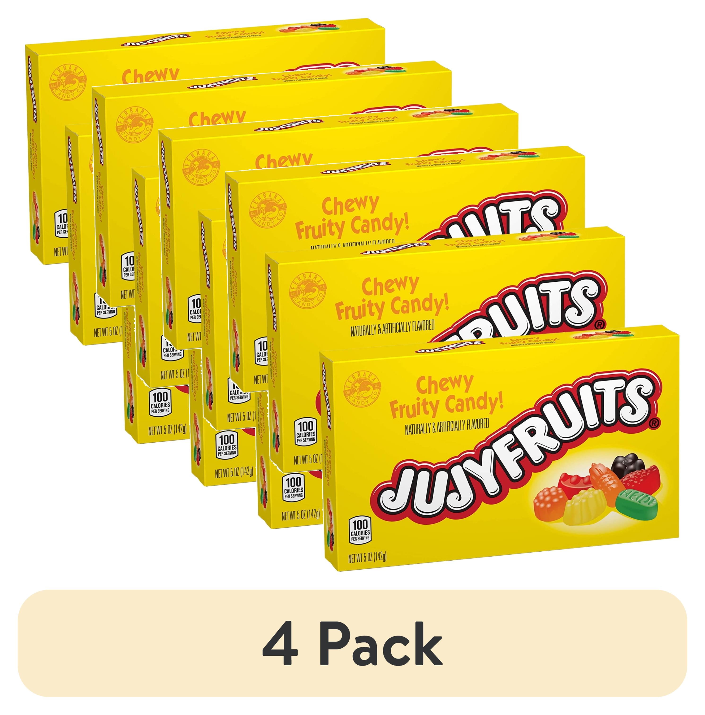 (4 pack) Jujyfruits Candy, 5oz Theater Box of Soft Chewy Delicious Fruit Flavored Candies for Kids Adults Snacks Movie Nights Picnic Easter Basket Stuffer Goodies Bag Filler & Birthday Party Favor Pack of 3