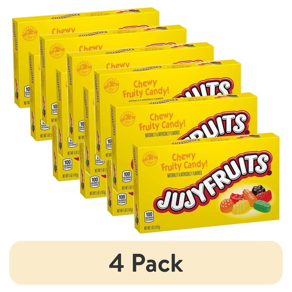 (4 pack) Jujyfruits Candy, 5oz Theater Box of Soft Chewy Delicious Fruit Flavored Candies for Kids Adults Snacks Movie Nights Picnic Easter Basket Stuffer Goodies Bag Filler & Birthday Party Favor Pack of 3