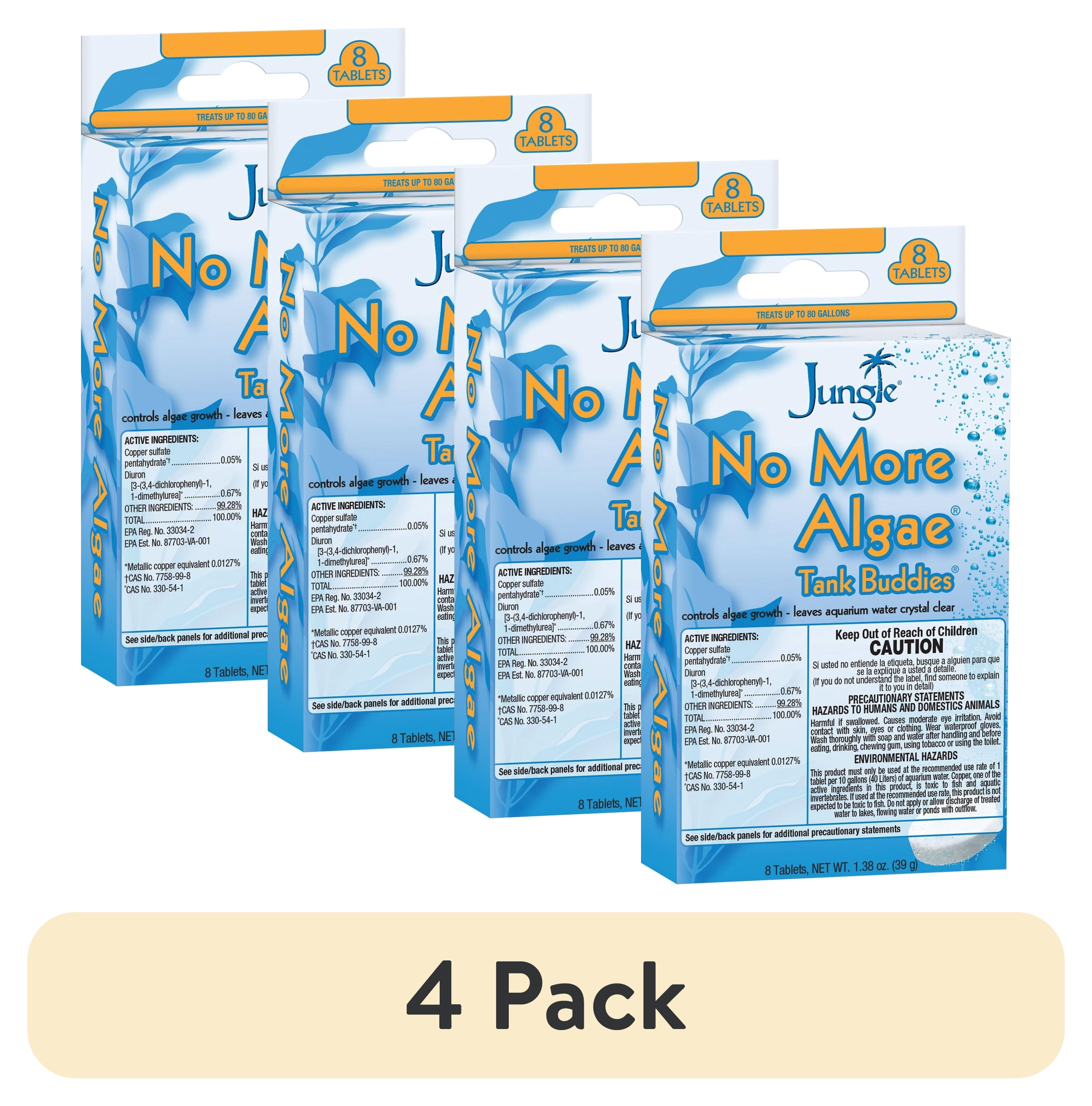 (4 pack) Jungle No More Algae Tank Buddies Aquarium Water Treatment, 8 Count