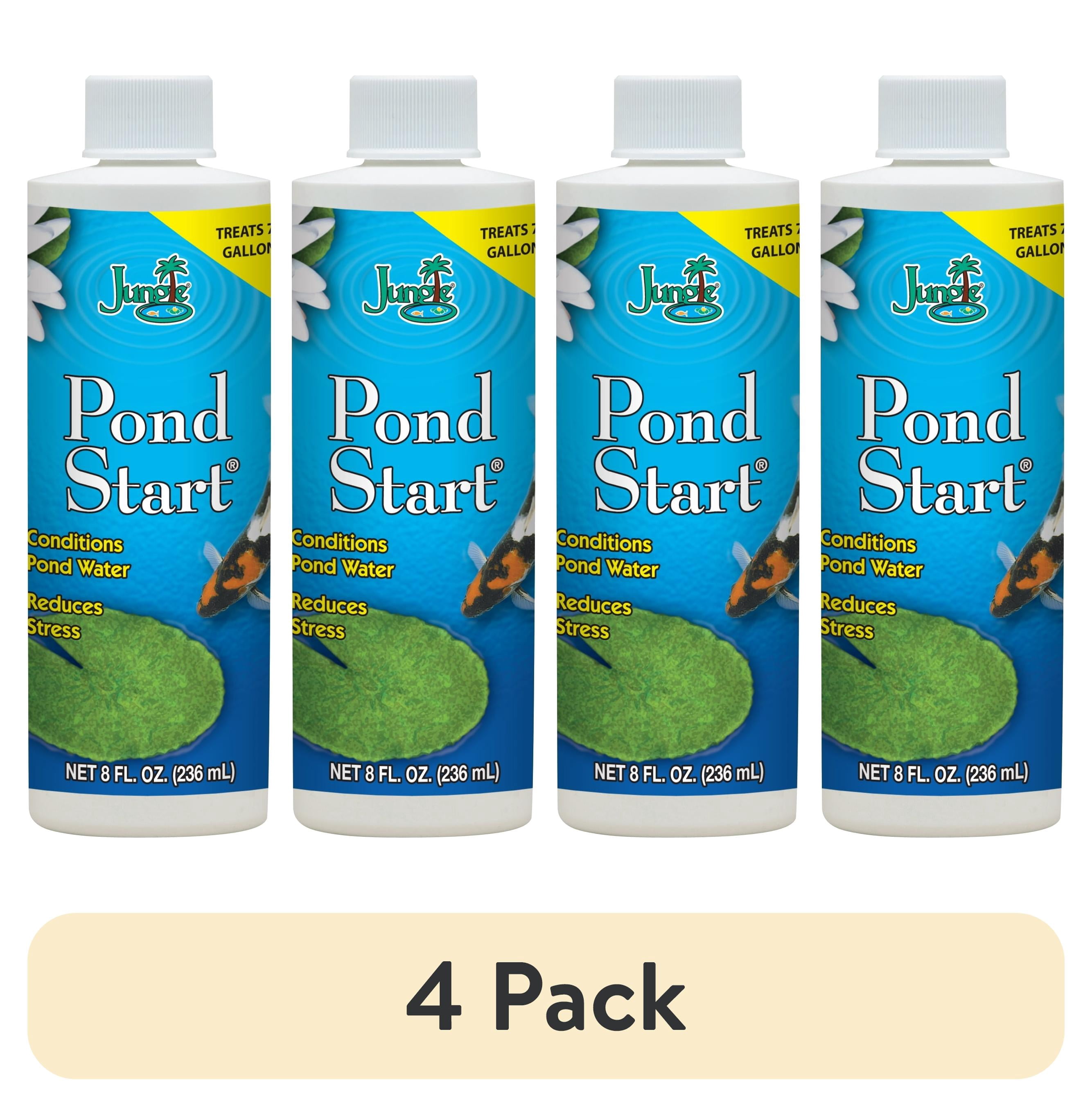 (4 pack) Jungle Pond Start, Pond Water Treatment Solution for Outdoor Ponds, 8 oz.