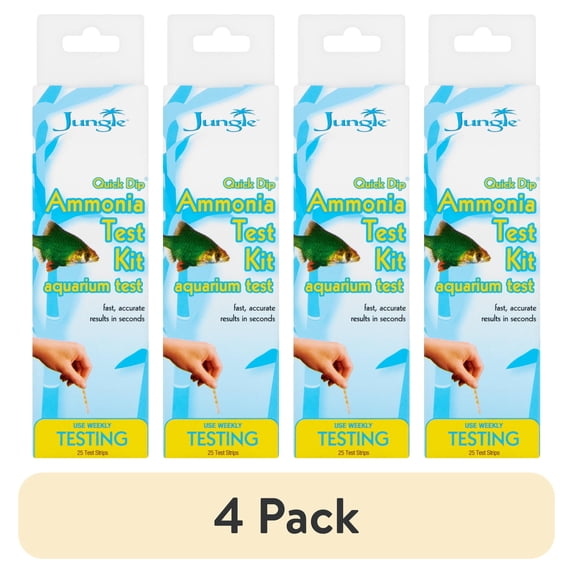 (4 pack) Jungle Quick Dip Ammonia Test Kit, Aquarium Test Strips, 25 Count
