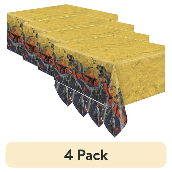 (4 pack) Jurassic World Birthday Plastic Party Tablecloth, 84 x 54in
