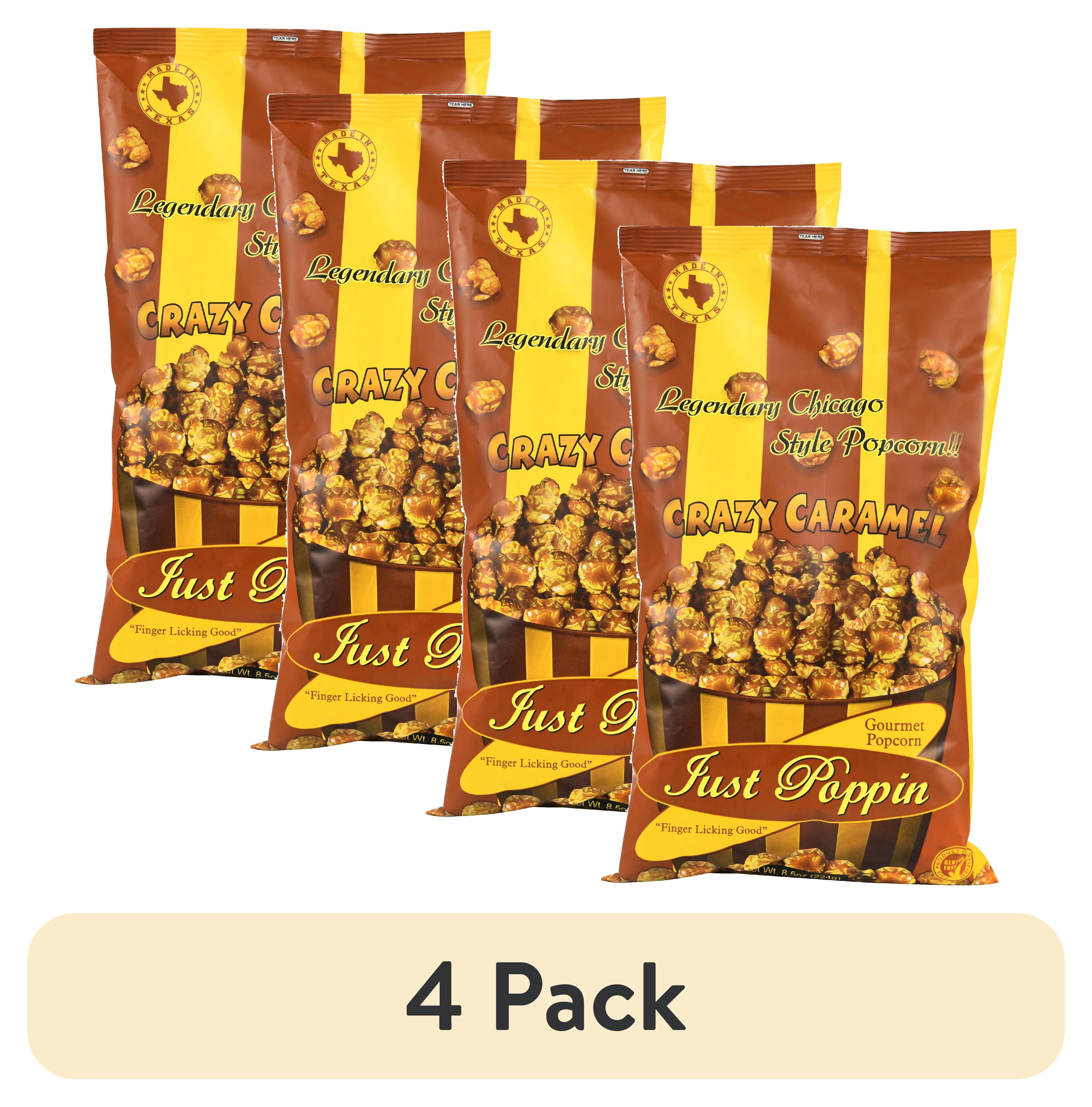 (4 pack) Just Poppin Crazy Caramel Gourmet Popcorn, 8.5 Oz.