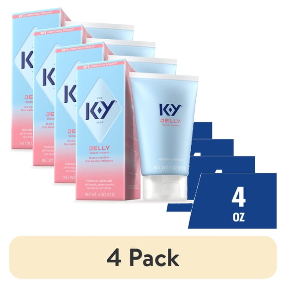 (4 pack) K-Y Jelly Personal Lubricant, Water Based Lube for Sexual Wellness, 4 Fl oz
