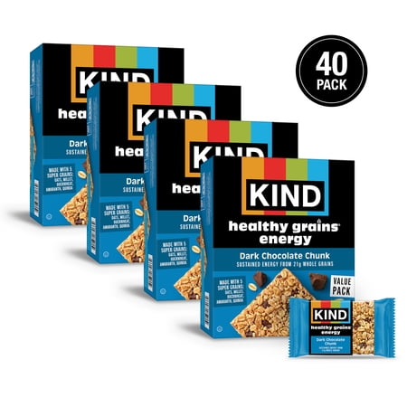 (4 pack) (4 pack) KIND Dark Chocolate Chunk Healthy Grains Energy Bars, 10 Snack Bars, 4 Boxes