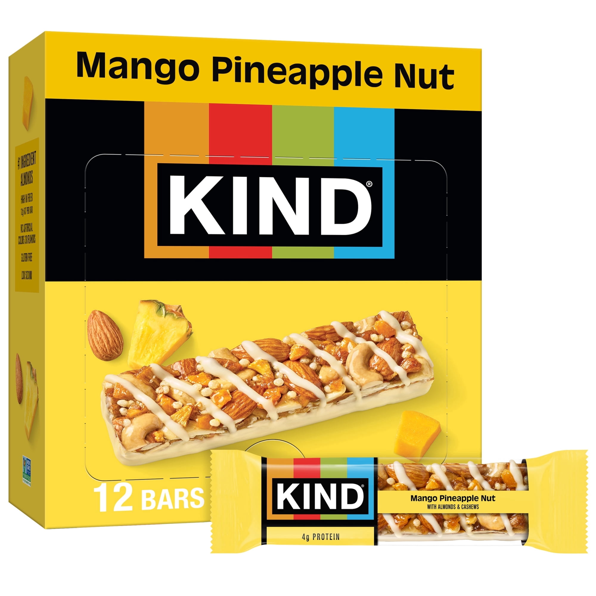 4 pack KIND, Mango Pineapple Nut, Core Bars, 16.8 OZ 12 Count