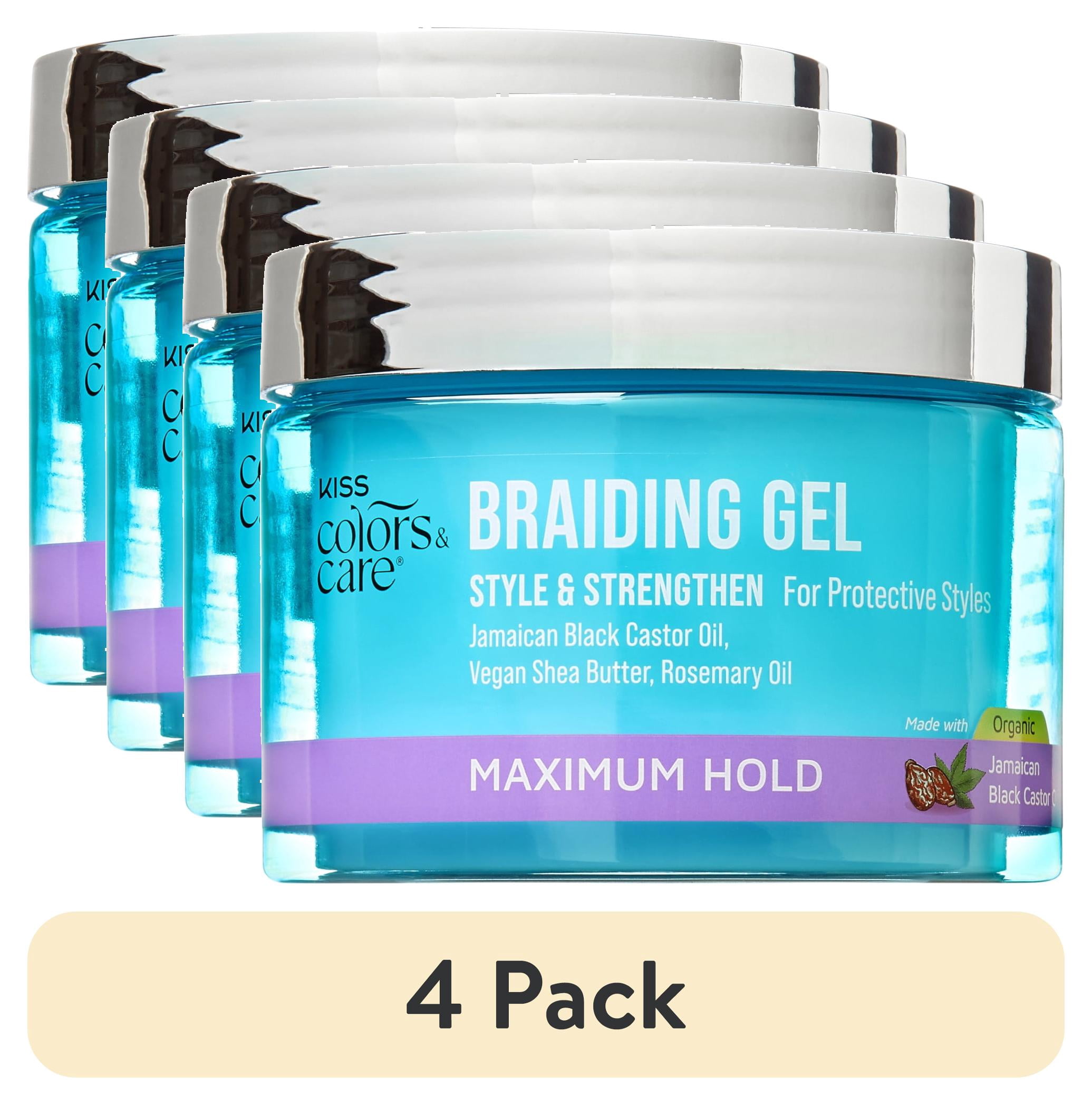 4 pack) KISS Colors & Care Braiding Hair Gel, Level 7 Maximum Hold
