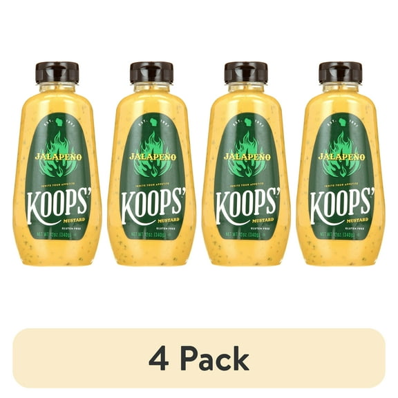 (4 pack) KOOPS' Mustard, Jalapeno, 12 oz