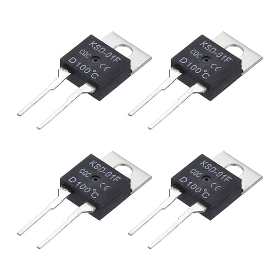 4 pack KSD-01F Thermostat Temperature Switch, 100C/212F 1.5A Normally Closed N.C Thermal Switch Temperature Controller for Overheat Protection in PC Boards